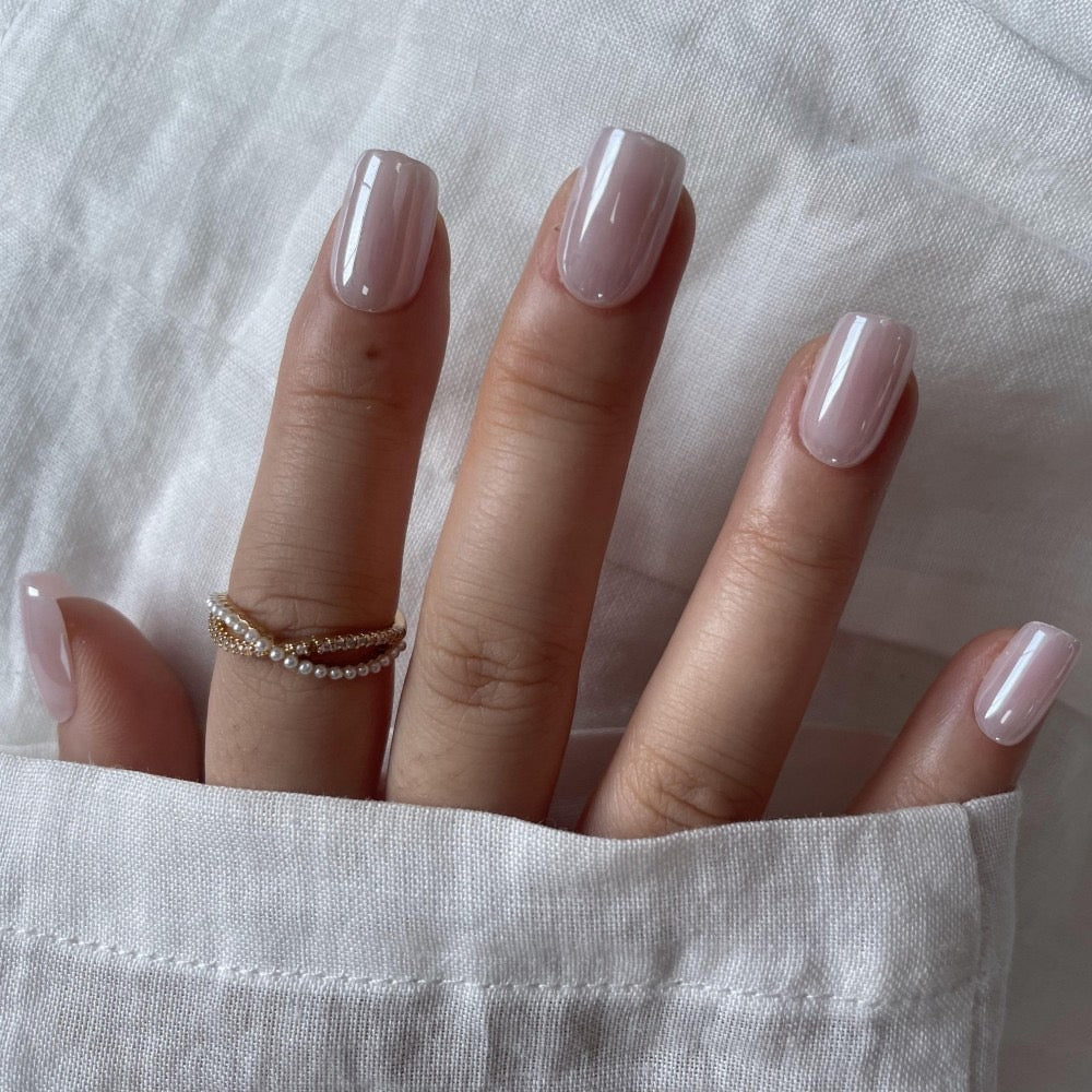 Luxury Nude Blush Press-On Nails | Glossy Square Shape