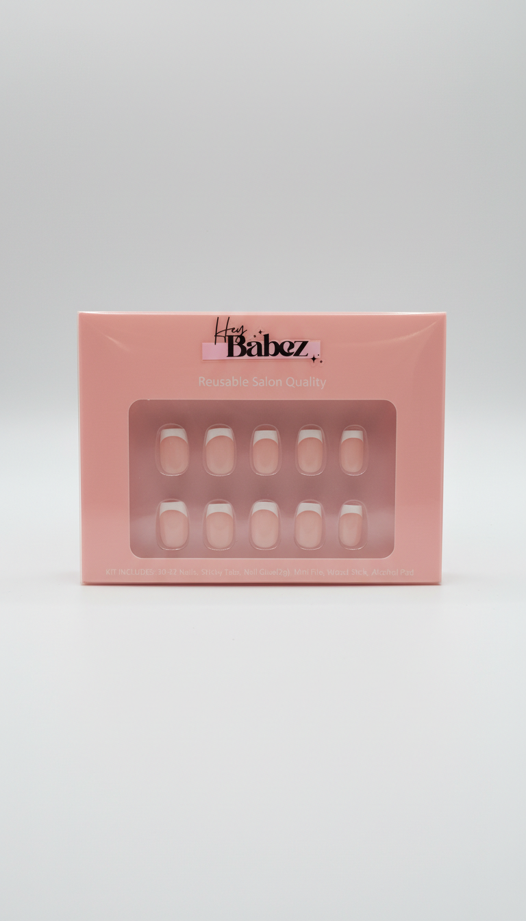 Premium French Press-On Nails (30–32 Nails Set)