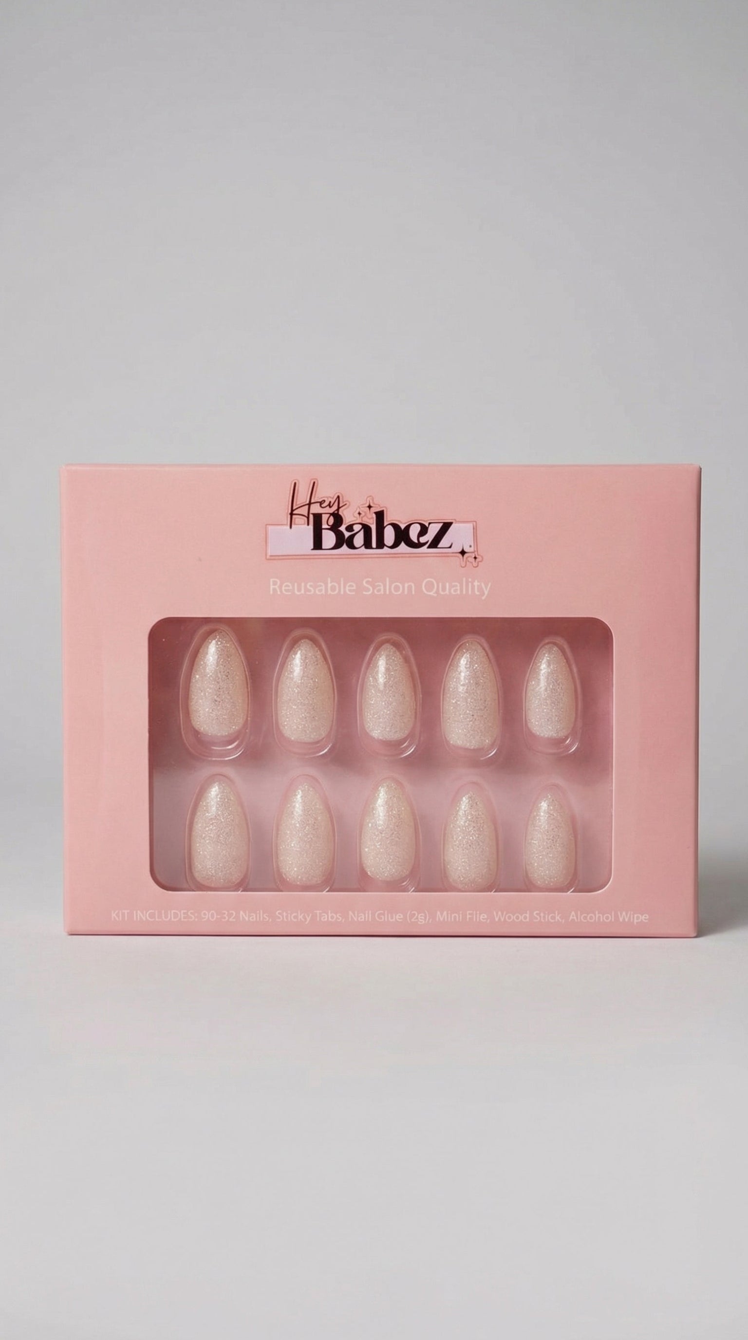 Lunar Veil: Iridescent Almond Press | 32 Nails Set