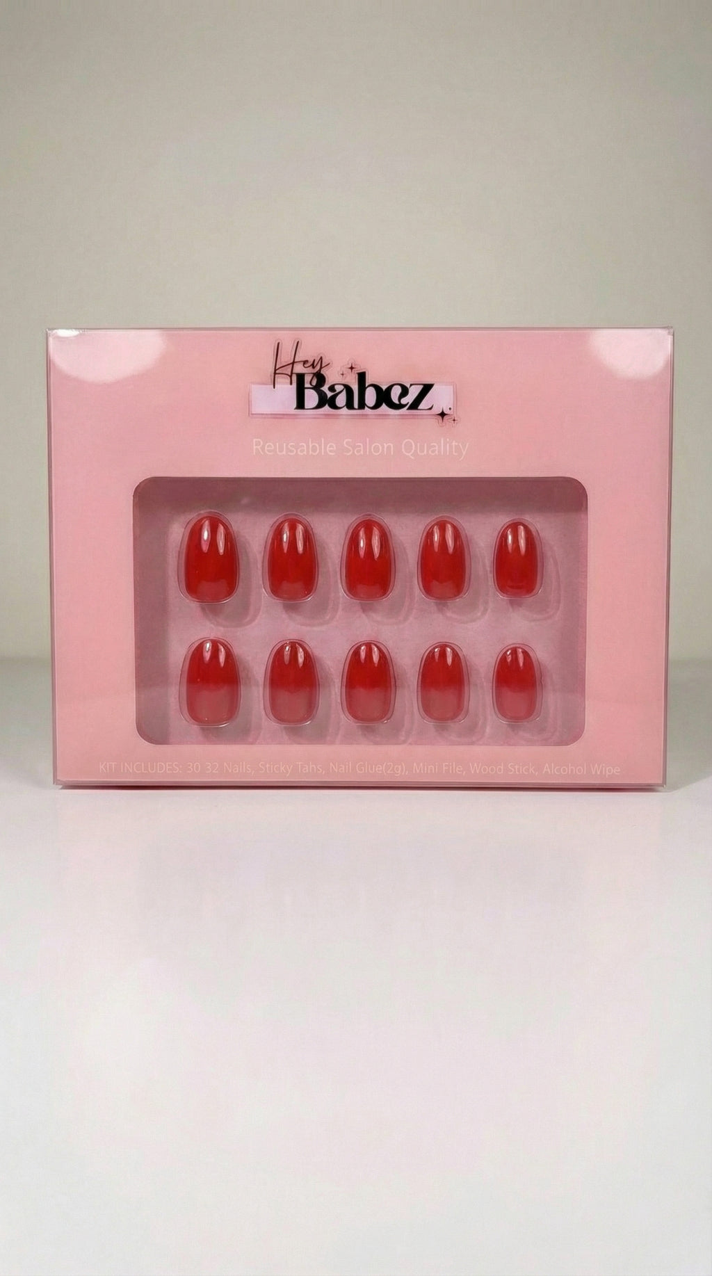 Luxury Classic Red Press-On Nails | Glossy Short Oval | 32 nail sizes