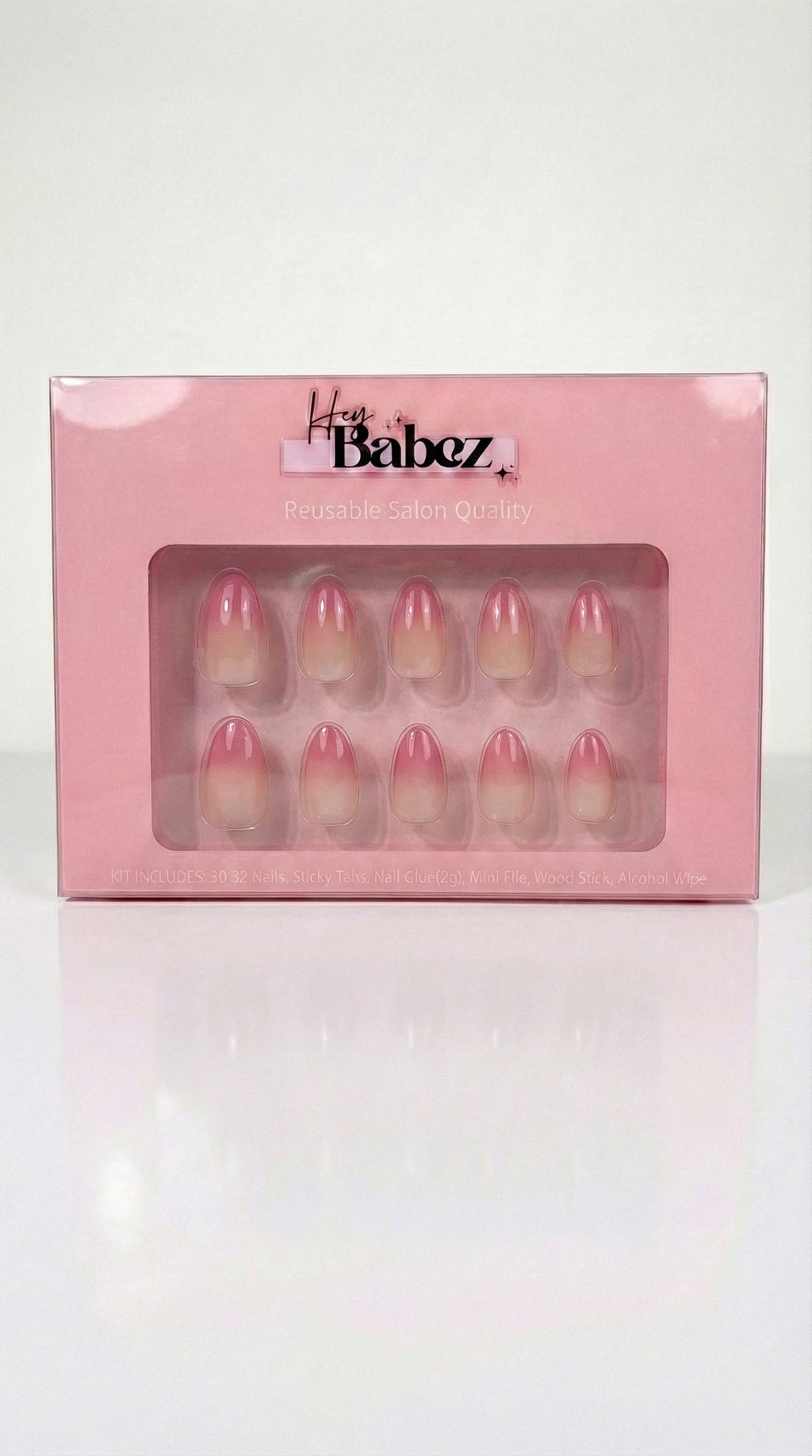 Pink Ombre Press-On Nails- Almond Shape | 32 Nails Set