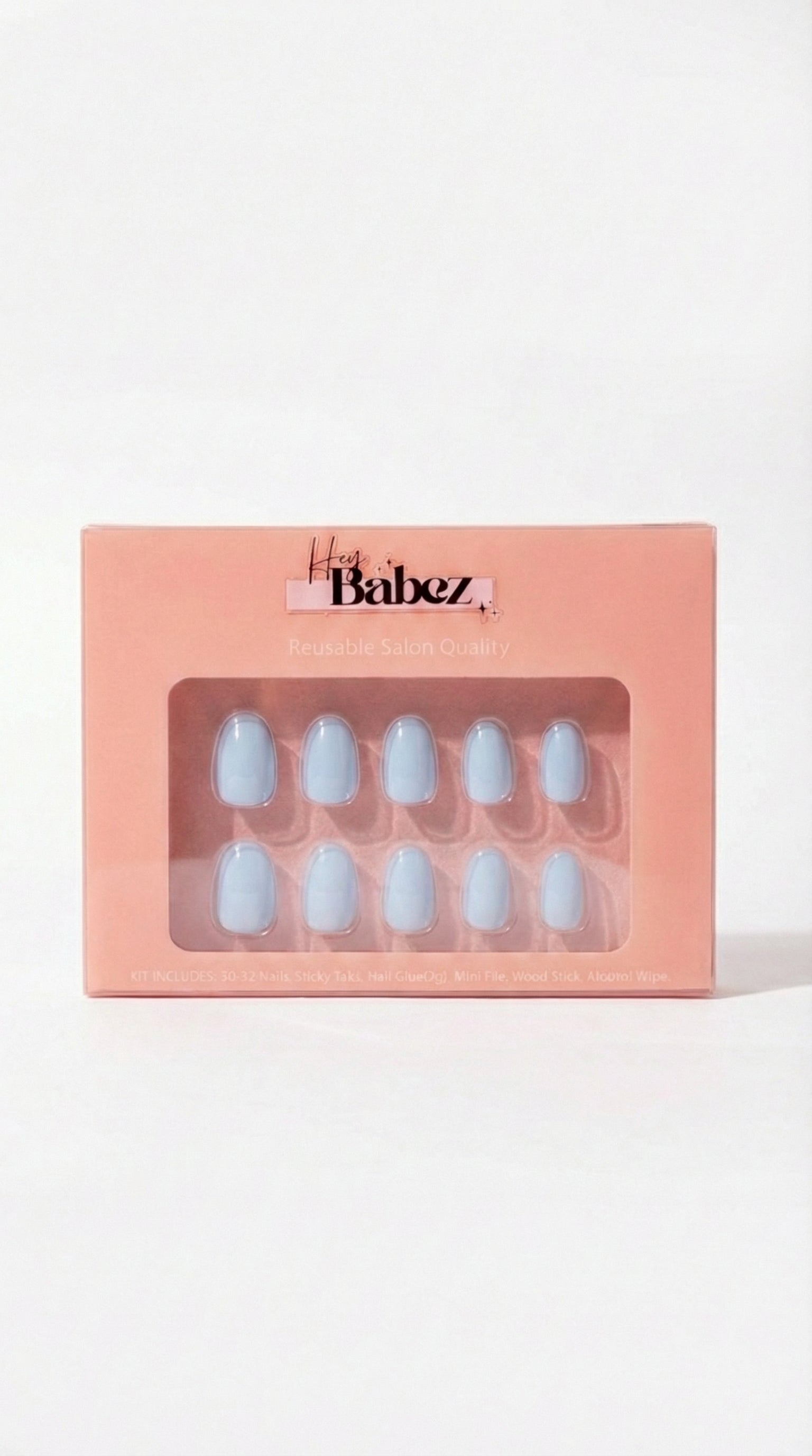 Soft Pastel Grey Press-On Nails – Short Oval Shape