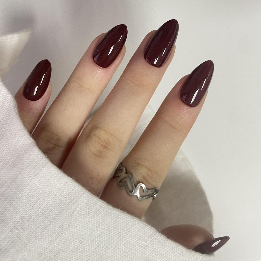 Deep Burgundy "Midnight Wine" Press-On Nails - HeyBabes India