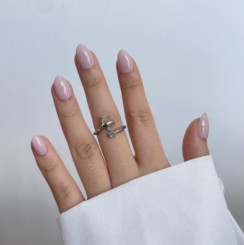 Sheer Blush Pink Press-On Nails |Short Oval | 32 Nails Set