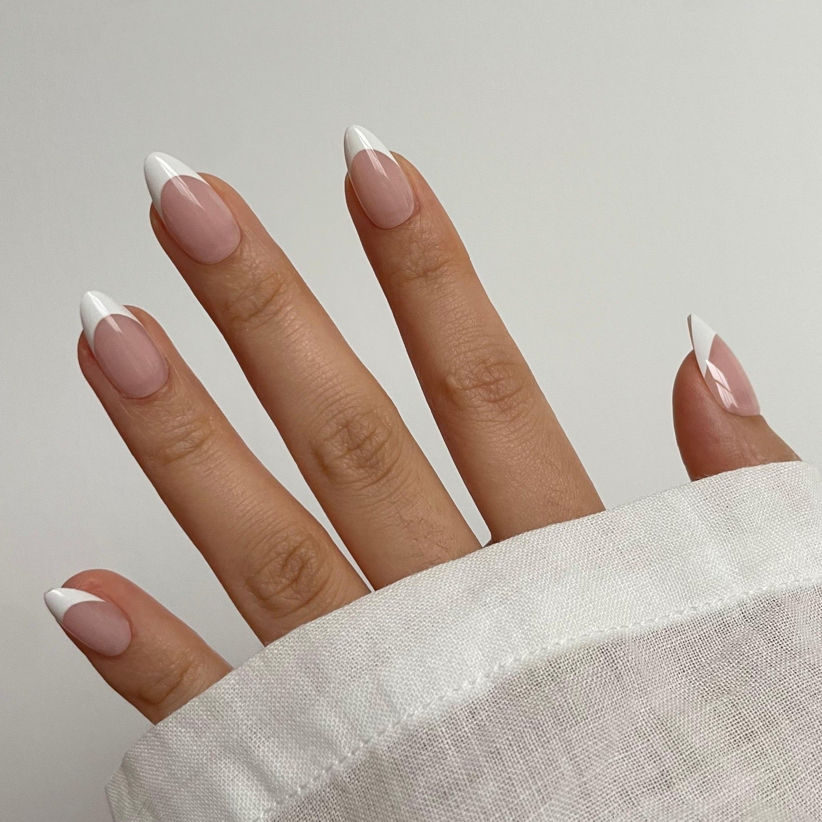 Classic White French Tip Press-On Nails – Almond Shape