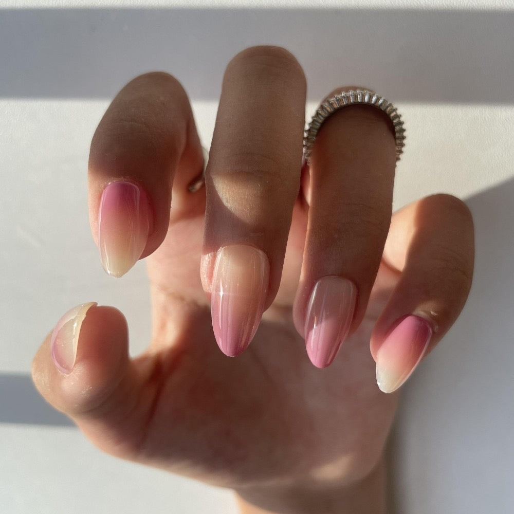 Pink Ombre Press-On Nails- Almond Shape | 32 Nails Set